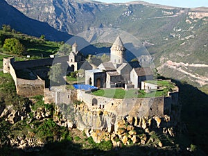 Ancient orthodox stone monastery in Armenia, TatevÂ monastery, made of gray brick